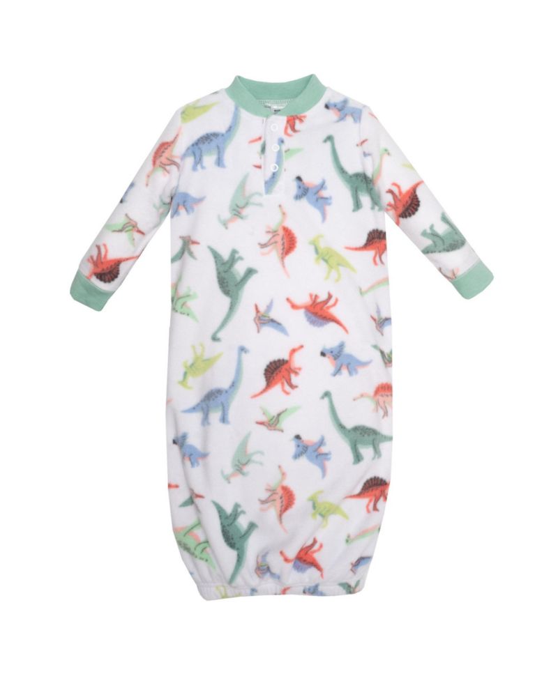 Baby Boys Hudson Fleece Gowns, Cheerful Dino Friends, Preemie-Newborn