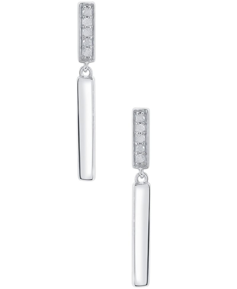 Diamond Bar Drop Earrings (1/10 ct. t.w.) in Sterling Silver