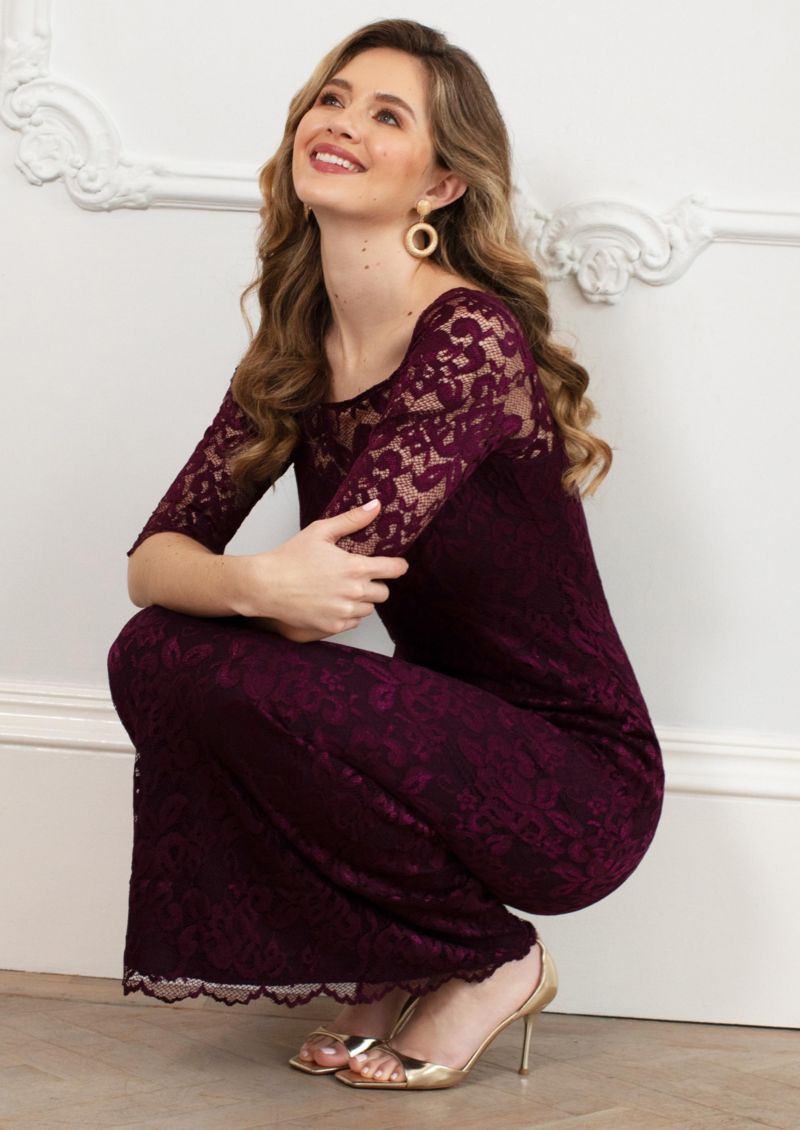 Women's Lila 3/4 Sleeve Lace Maxi Gown