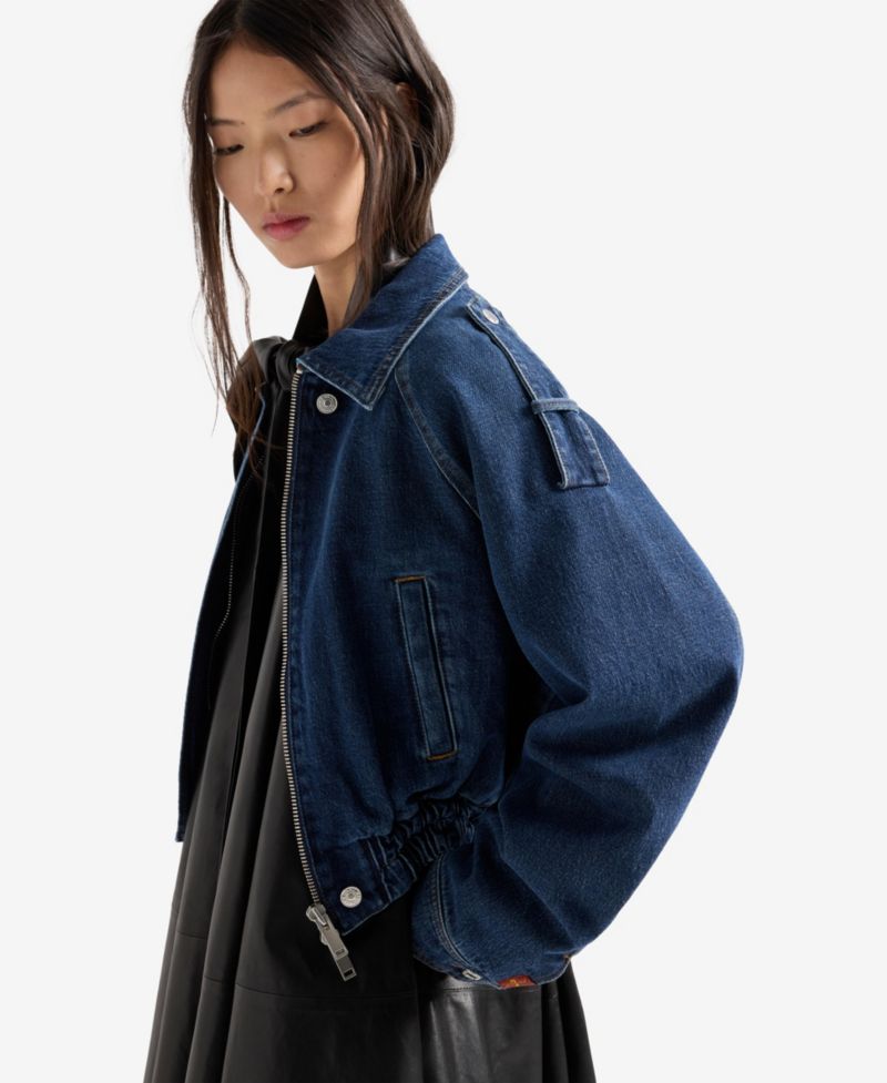 Women's Aviator Relaxed-Fit Zip-Front Short Jacket