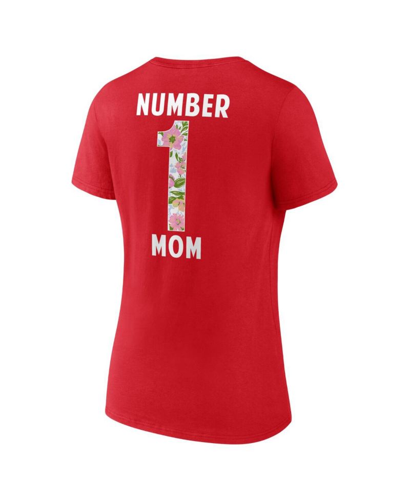 Women's Red Kansas City Chiefs Plus Size Mother's Day Floral V-Neck T-Shirt
