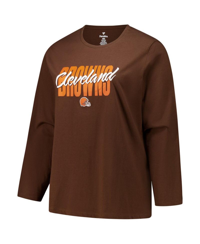 Women's Brown Cleveland Browns Long Sleeve Scoop Neck T-Shirt