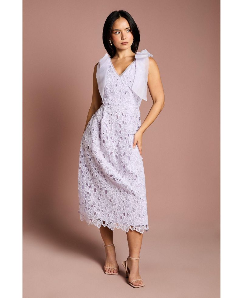 Women's Bow Detail Sleeveless Midi Dress