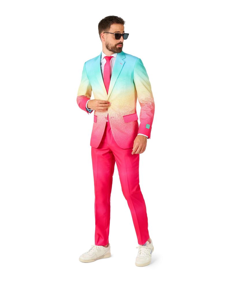 Big & Tall Valentine's Day Suits - Hearts And Rainbow Print Outfits - Love Theme Party Suits - Hearts