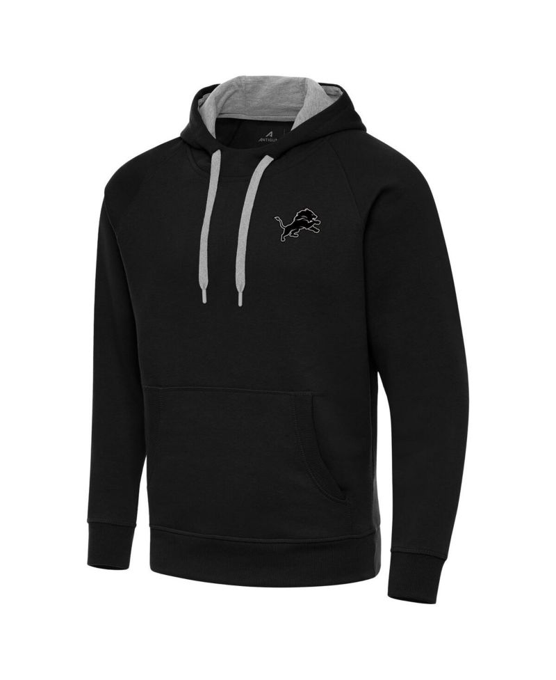 Men's Black Detroit Lions Brushed Carbon Victory Pullover Hoodie