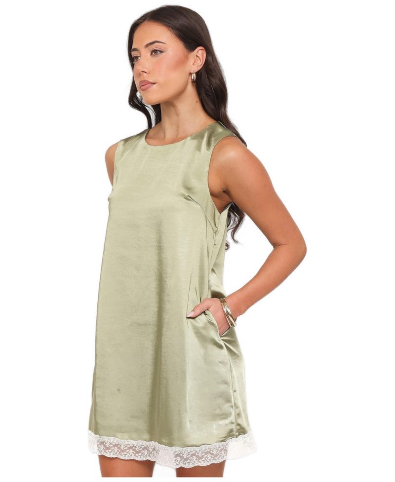 Women's Gretel High-Neckline Lace-Trim Mini Dress