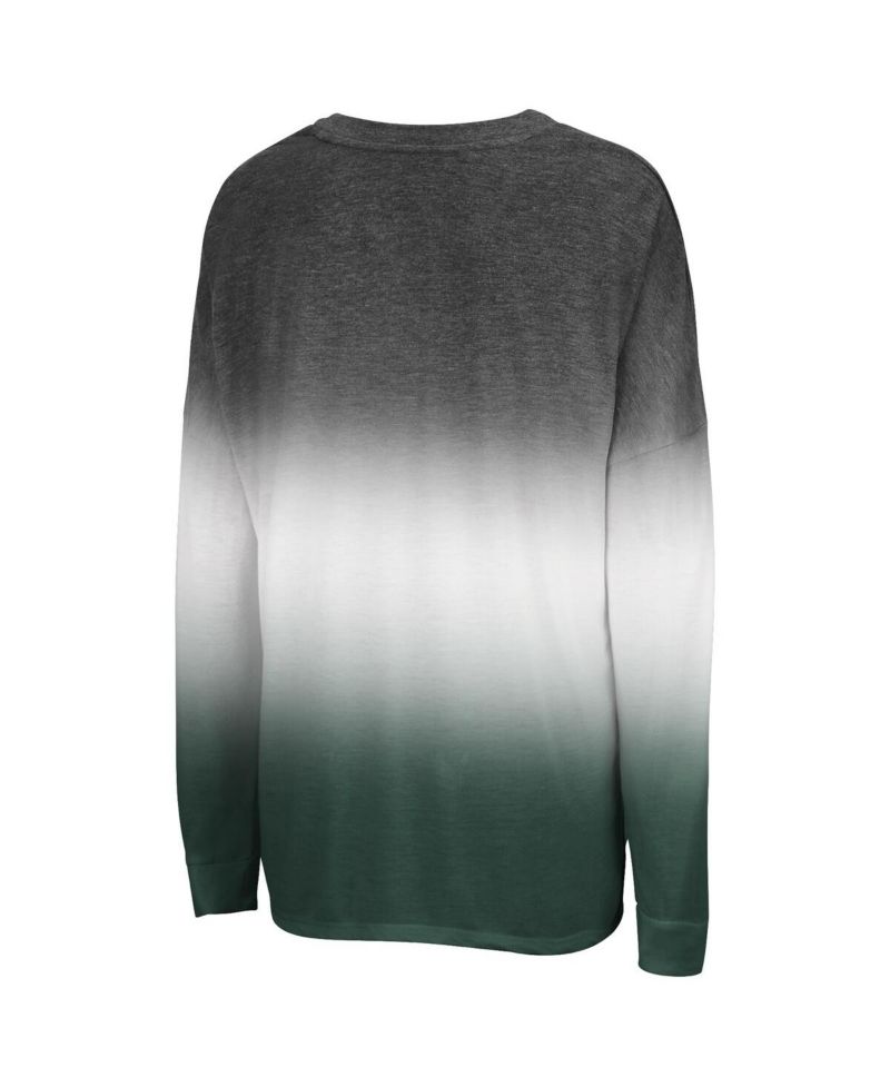 Women's Black Michigan State Spartans Winkle Dip Dye Long Sleeve T-Shirt