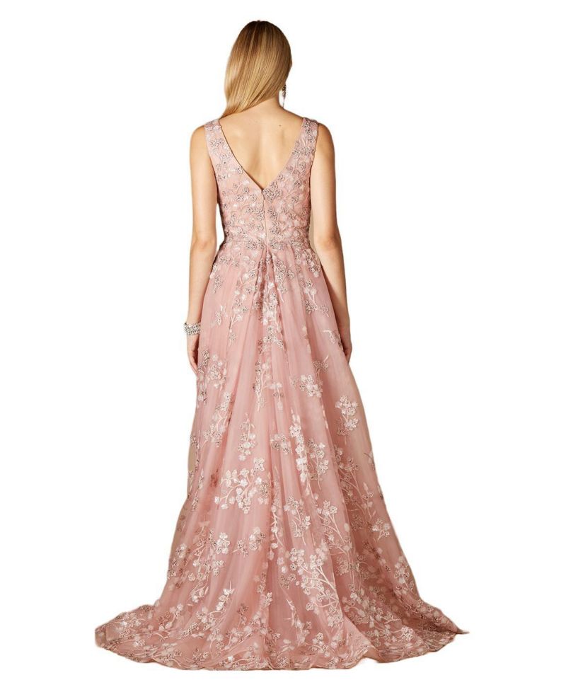 Women's Floral Applique Overskirt Dress