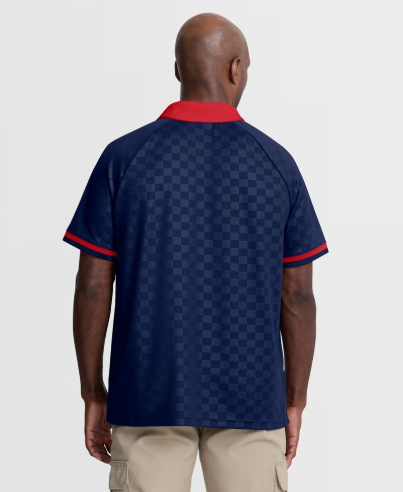Men's Navy Boston Red Sox Homerun Raglan V-Neck Polo Shirt