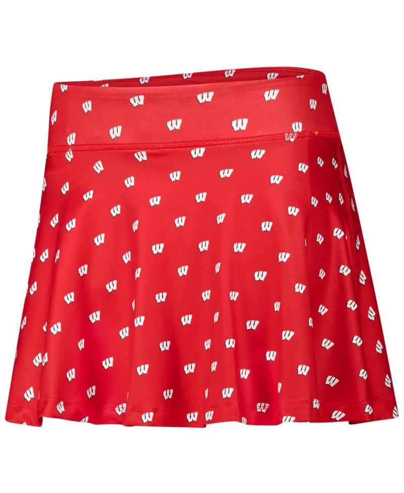 Women's Red Wisconsin Badgers Allover Print Flowy Skirt
