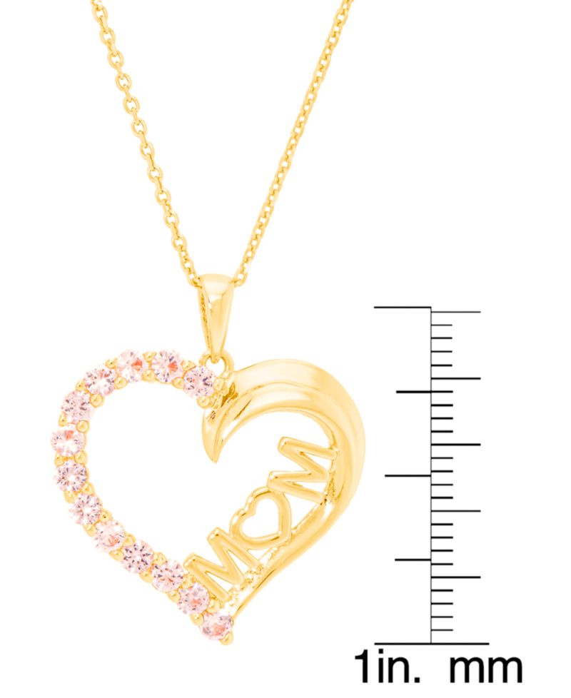 Simulated Morganite Mom Heart Pendant 18" Necklace