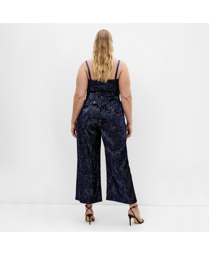 Plus Size Glimmer Sequin Strapless Jumpsuit