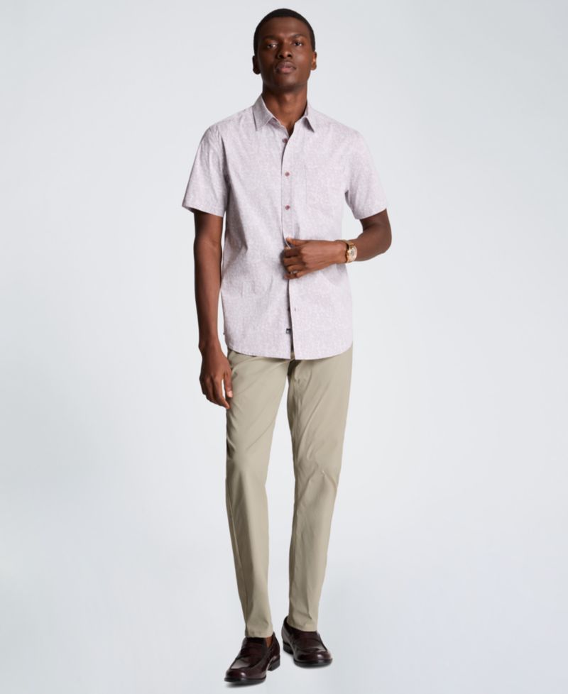 Men's Short-Sleeve Printed Slim-Fit Shirt