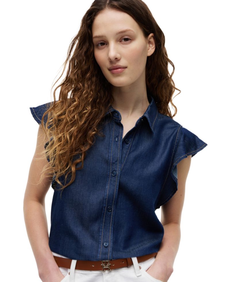 Women's Cotton-Blend Short-Sleeve Shirt