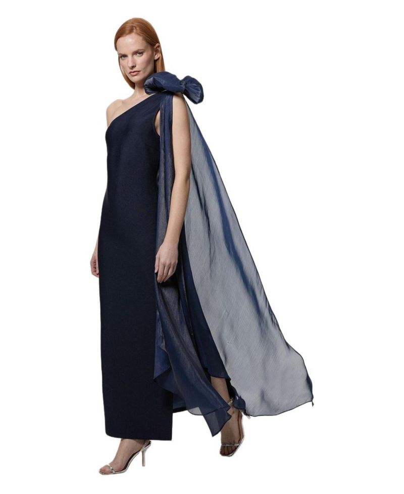 Women's Shoulder Bow Cape Detail Maxi Dress