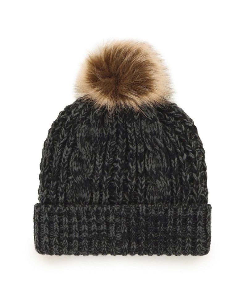 Women's Black Miami Heat Meeko Cuffed Knit Hat with Pom