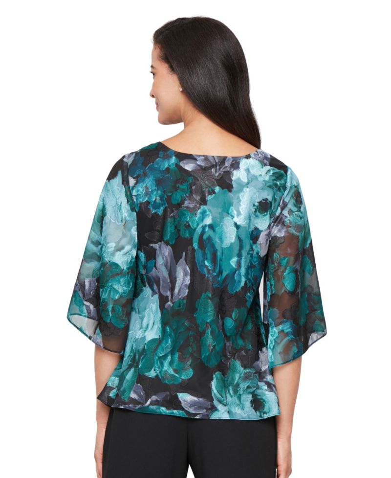 Women's Printed V-Neck Chiffon Blouse