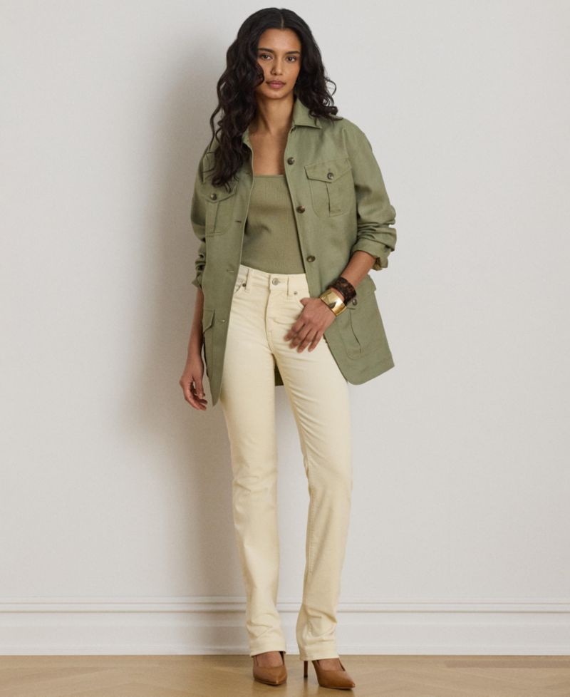 Women's Mid-Rise Slim-Straight Corduroy Pants