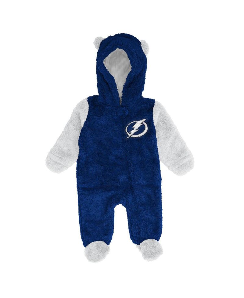 Baby Boys and Girls Blue Tampa Bay Lightning Stay Napping Fleece Bunting Full-Zip Hooded Sleeper