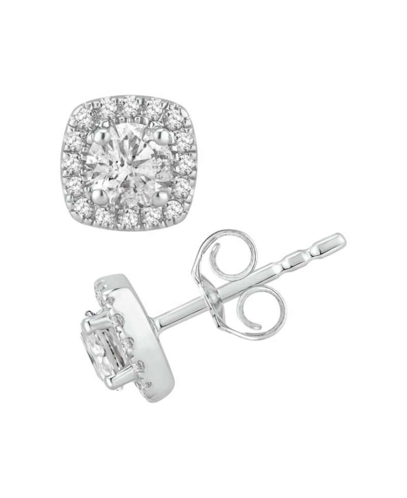 Diamond Halo Stud Earrings (1 ct. t.w.) in 14k White Gold