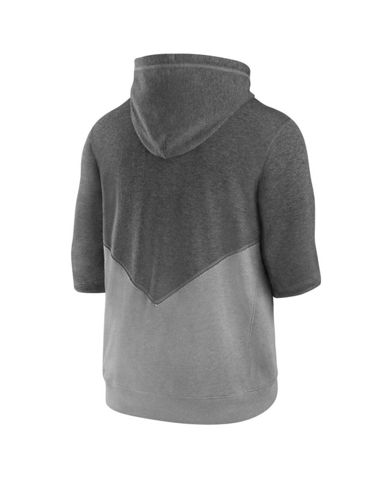 Men's Heathered Charcoal, Heathered Gray Cleveland Guardians Team Modern Arch 3/4 Sleeve Pullover Hoodie
