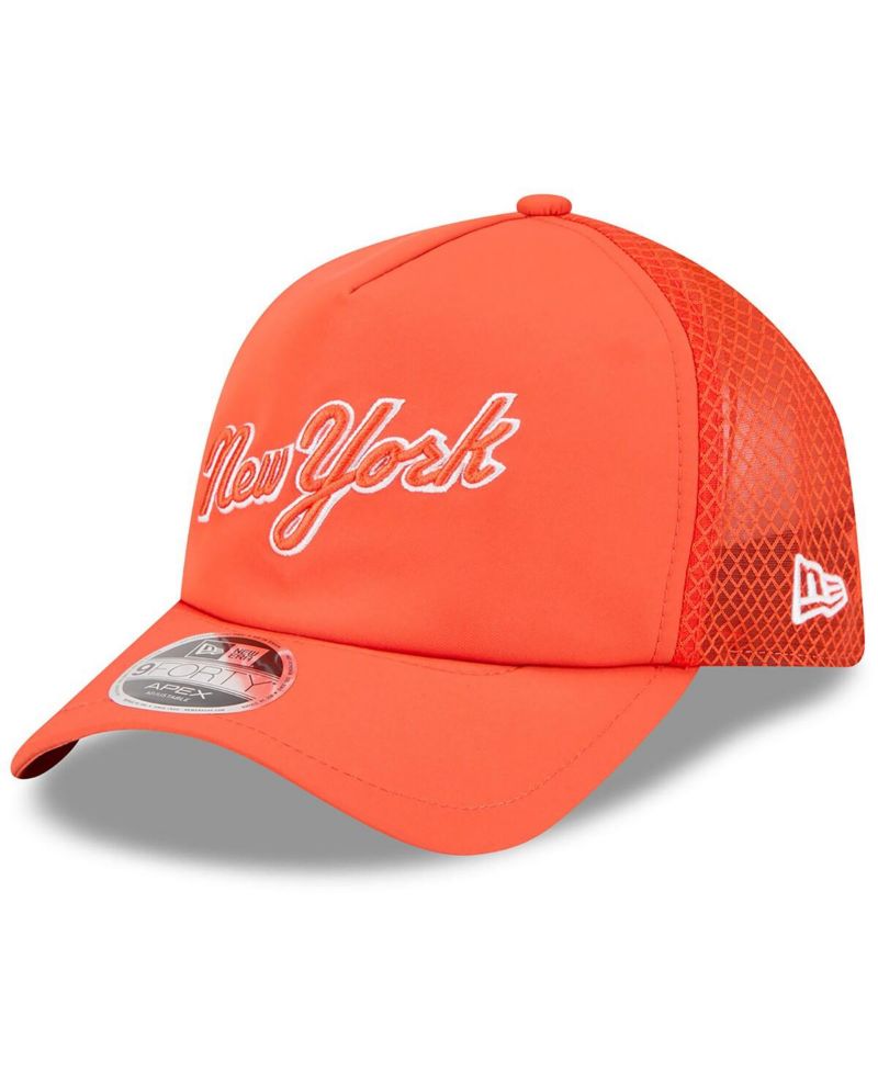 Men's Orange New York Mets 2026 Batting Practice Apex 9FORTY Adjustable Trucker Hat