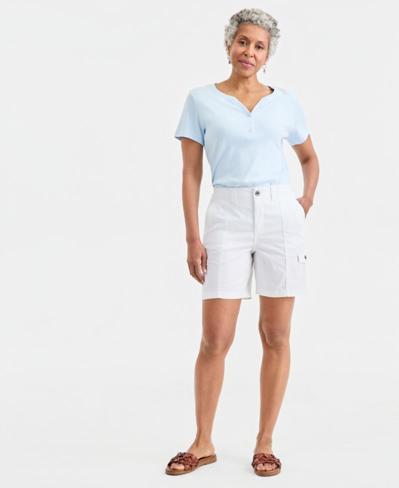 Women's Mid-Rise Comfort-Waist Cargo Shorts