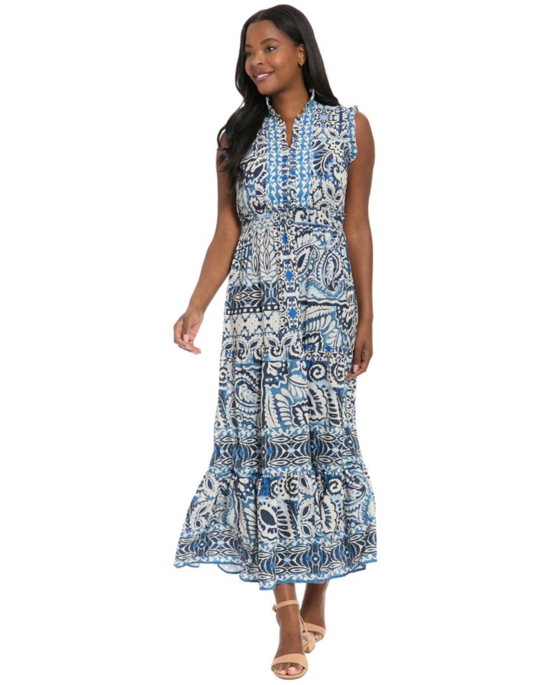 Women's Collared Tiered Maxi Dress