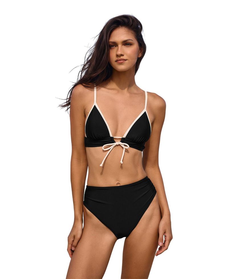Women's V-Neck High-Waist Triangle Bikini Set