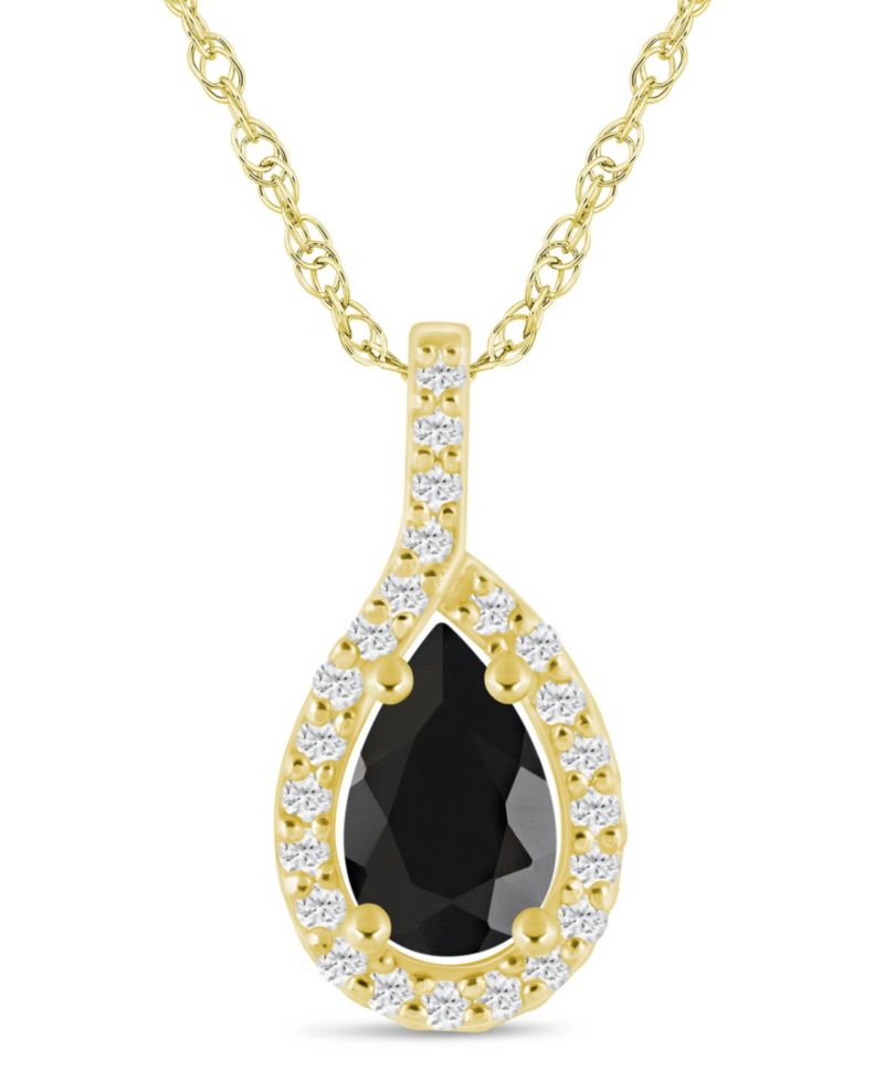Gemstone and Diamond Halo Pendant Necklace (1/5 ct. t.w.) in 10k White Gold (also in 10k Yellow Gold)