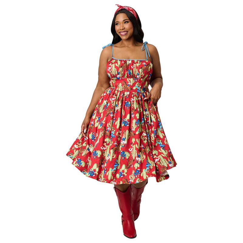 Women's Plus Size 1950s Cotton Swing Dress