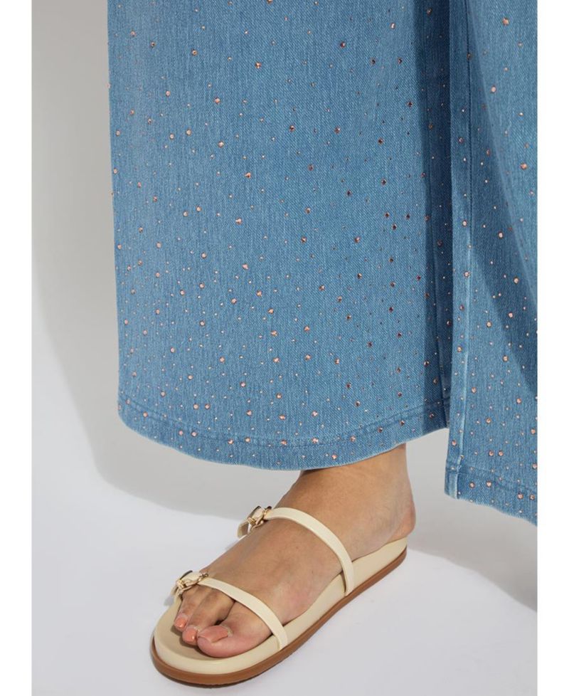 Plus Size Erin Crystal Embellished Wide-Leg 4-Way Stretch Jeans