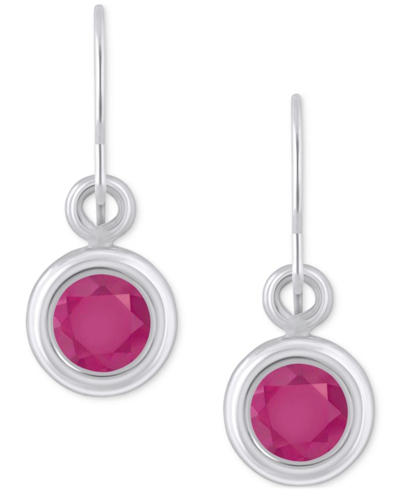 Sapphire Bezel Fish Hook Drop Earrings (3/4 ct. t.w.) in 10k Gold (Also Available in Ruby & Emerald)