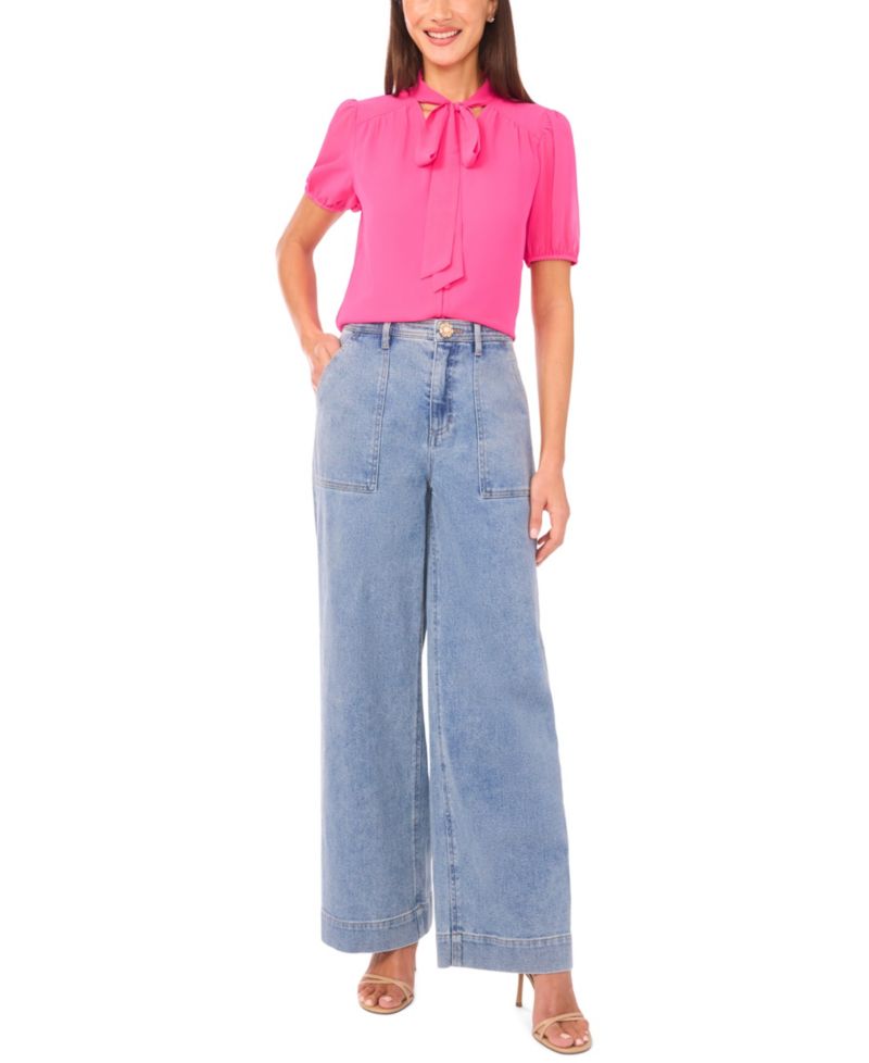 Women's Short-Sleeve Bow Tie Top