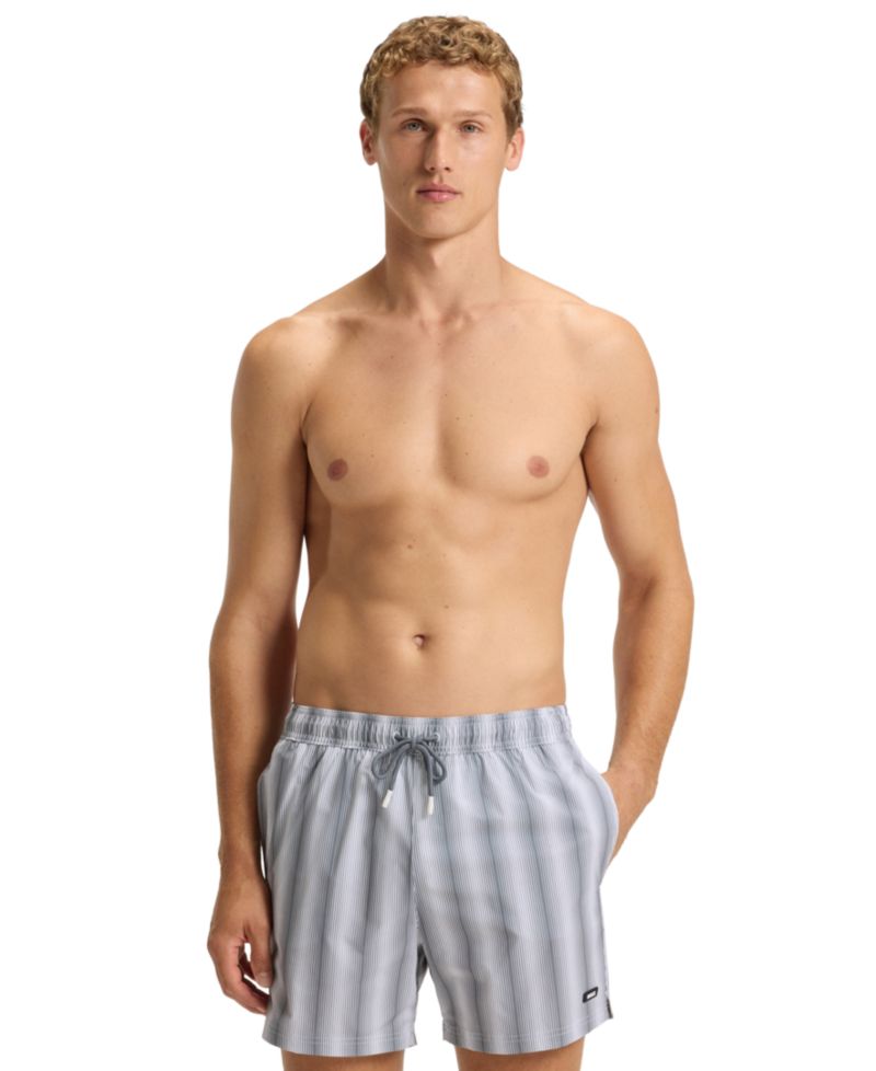 BOSS by Men's 5" Flounder Stripe Print Swim Trunks