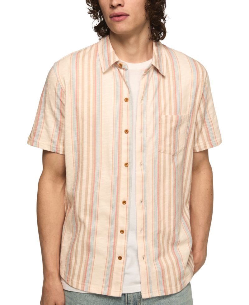 Men's Stripe Spread Collar Button-Down Shirt