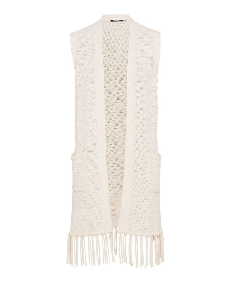 Women's Longline Fringe Trim Vest