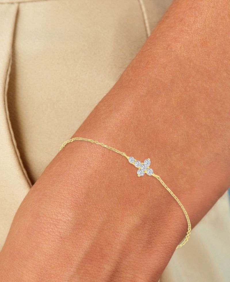 14k Gold Over Sterling Silver Cubic Zirconia Cross Bracelet
