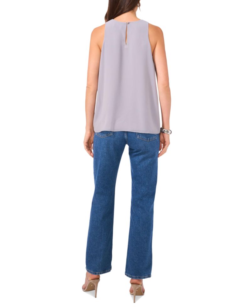 Women's Crewneck Sleeveless Embellished Top