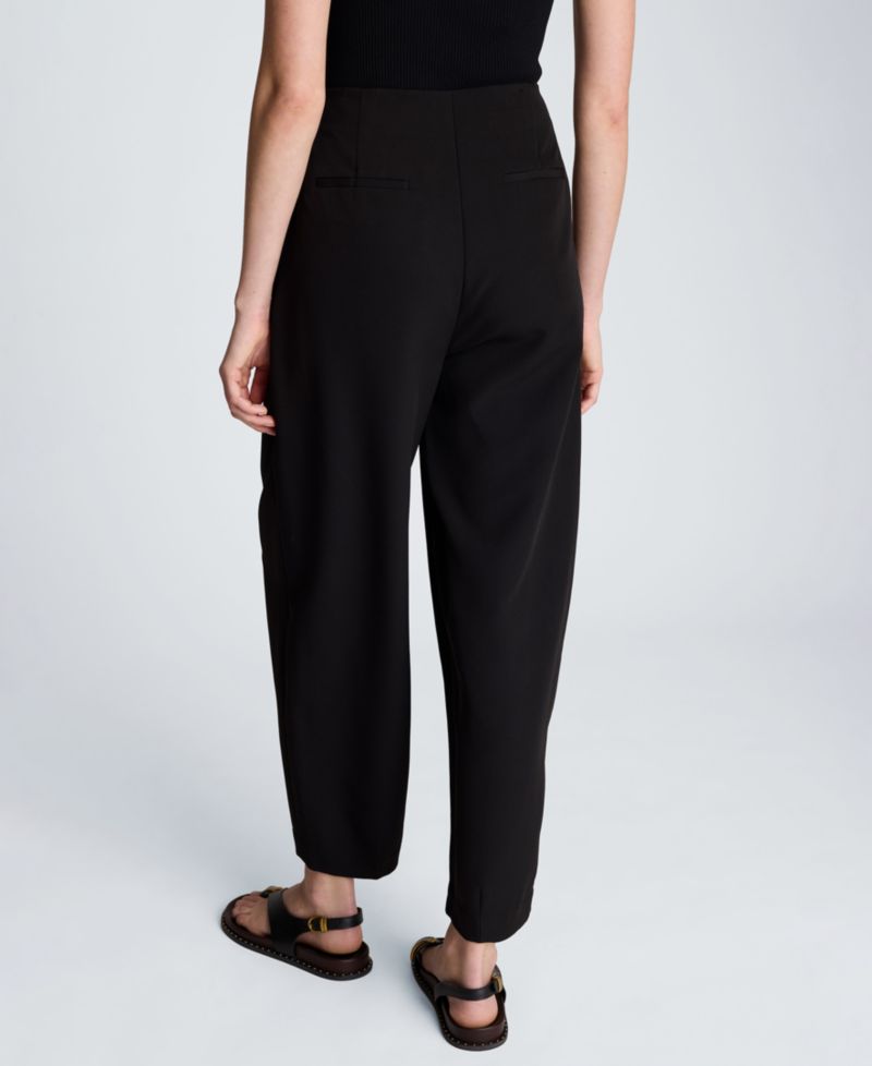 Women's Fly Front Hollywood Waist Pleated Barrel Leg Pants