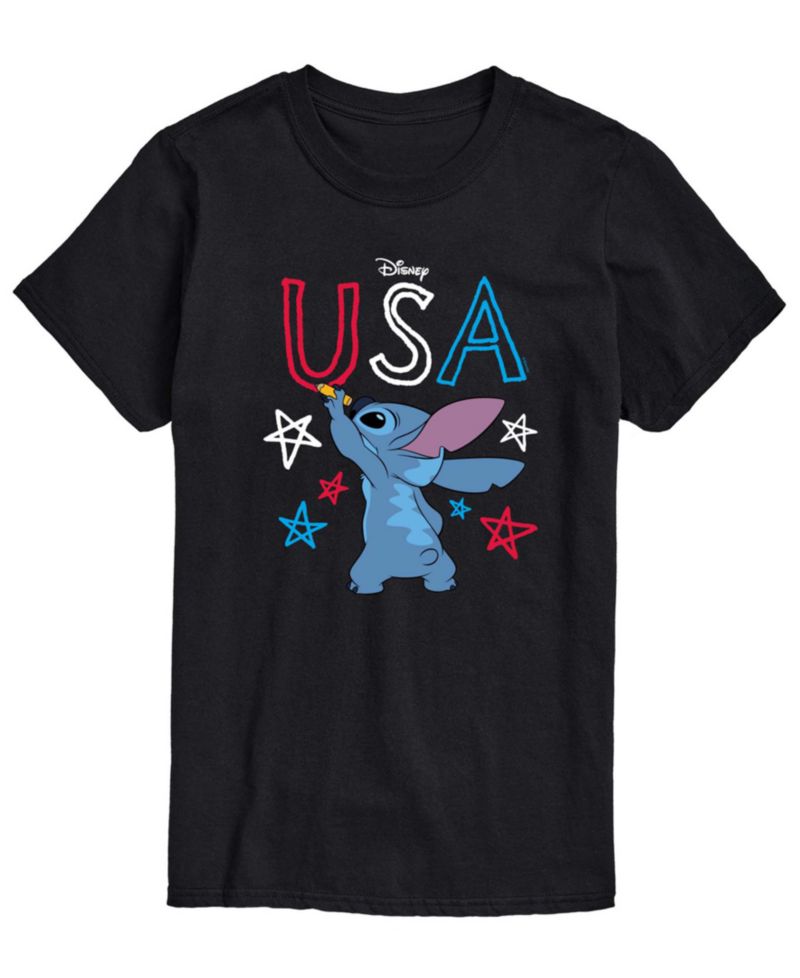 Men's Lilo USA Stitch Drawing Short-Sleeve Graphic T-Shirt