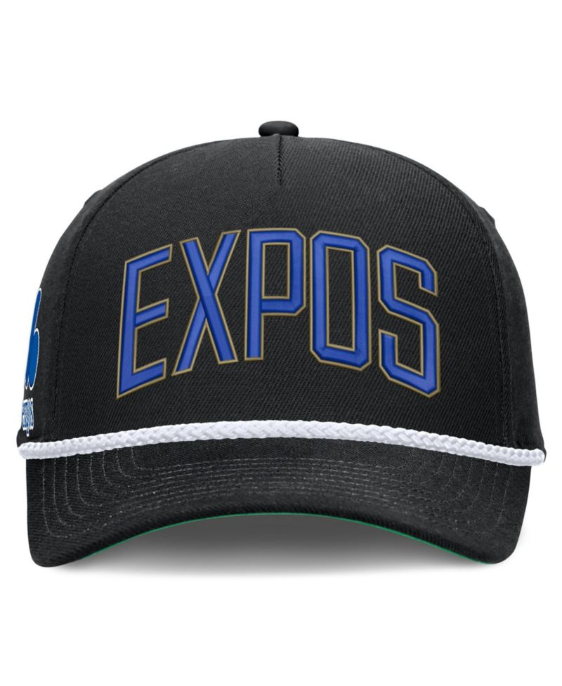 Men's Black Montreal Expos Cooperstown Collection Rise Adjustable Hat