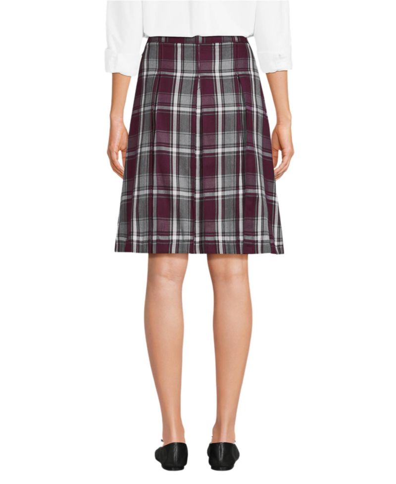 Women's Top of the Knee Plaid Box Pleat Skirt