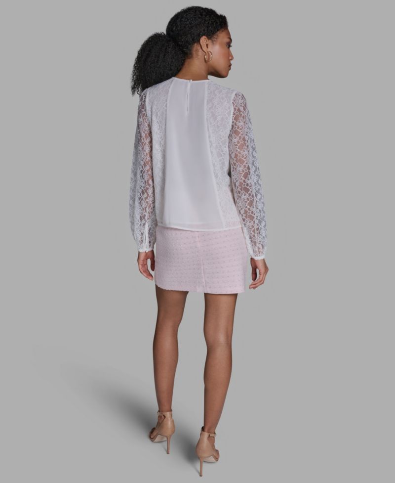 Women's Crewneck Long-Sleeve Lace Top