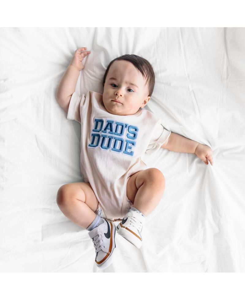 Baby Boys Dad's Dude Patch Short Sleeve Romper