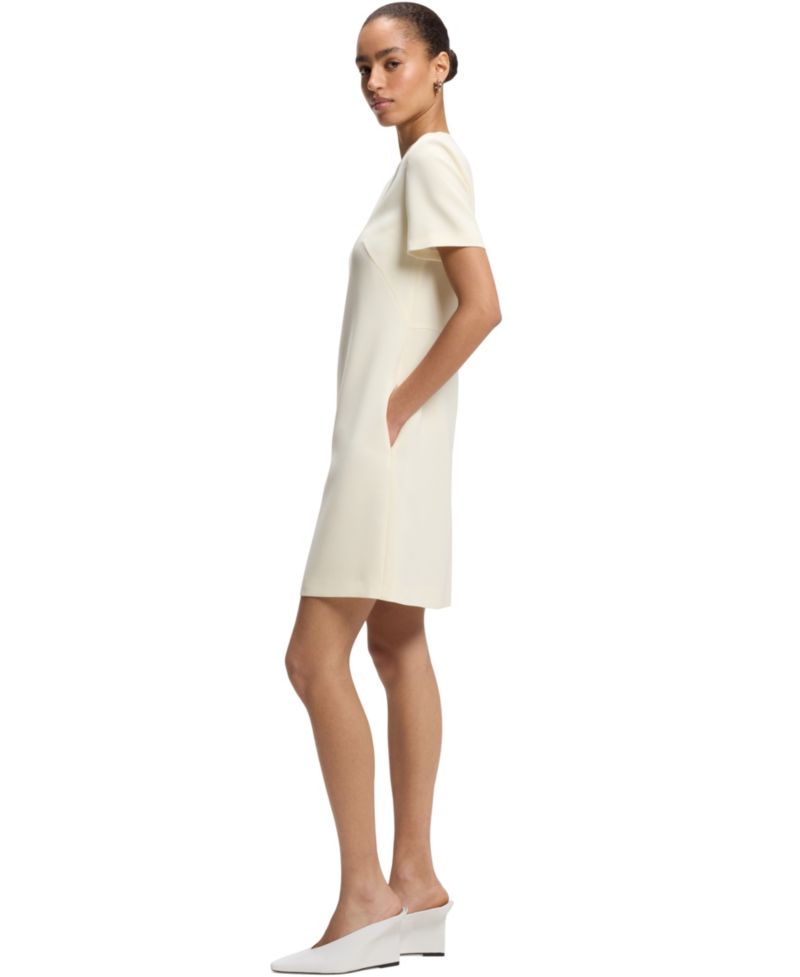 BOSS by Women's Dinderah Japanese Crepe Short-Sleeve Shift Dress with Pockets