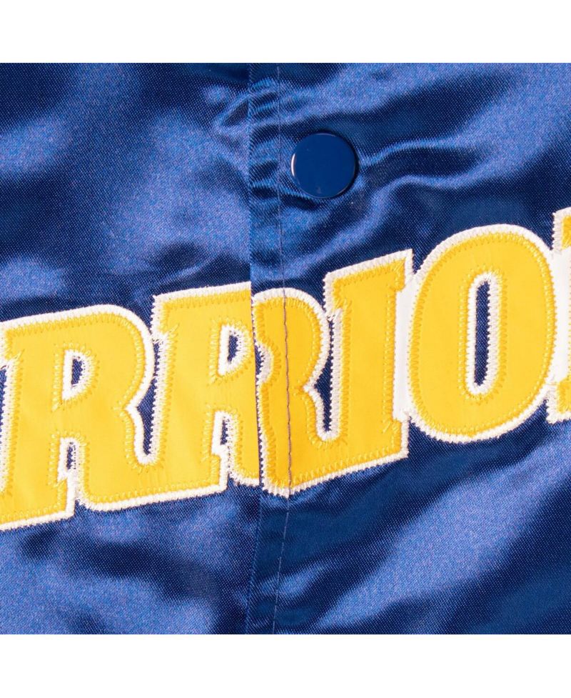 Big Boys Royal Golden State Warriors Hardwood Classics Satin Raglan Full-Snap Jacket