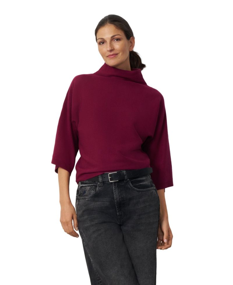 Women's Mock Neck Rib-Knit Dolman Sweater