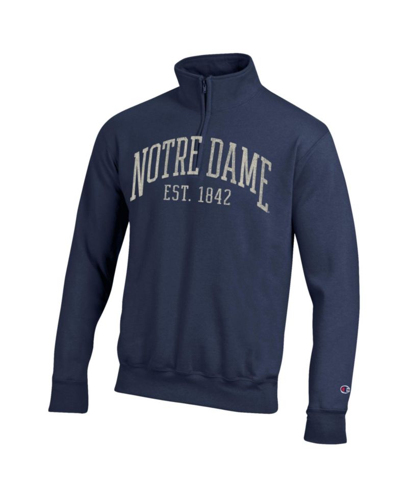 Men's Navy Notre Dame Fighting Irish Powerblend Quarter-Zip Pullover Sweatshirt