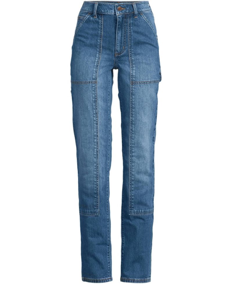 Women's Plus Size Soft Denim High Rise Rail Straight Leg Utility Jeans